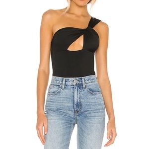 Superdown Jimena One Shoulder Bodysuit in Black